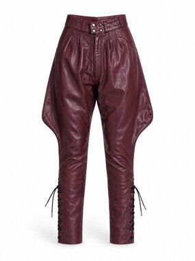 Vintage Burgundy Leather Jodhpur Pants – XXS / 23" Waist